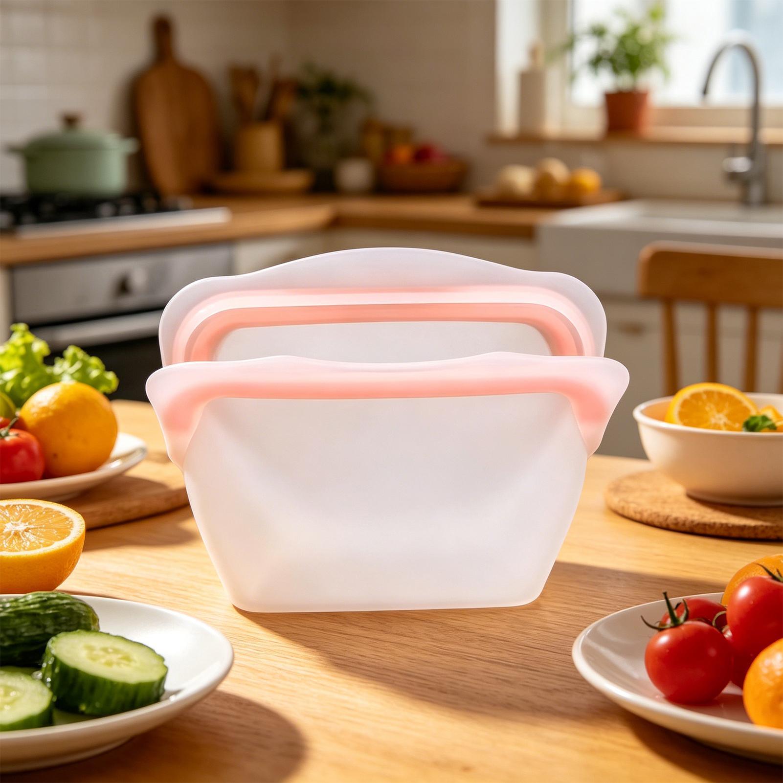 Meal Prep Lunch - Reusable Sandwich Bags Silicone Leakproof Stand