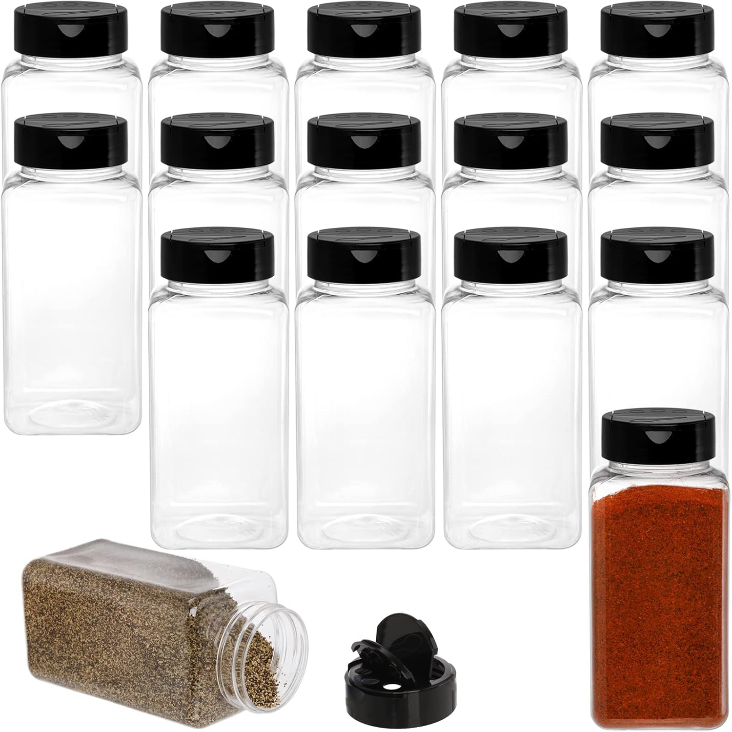 Spice Jar Labels - Square Large Plastic Spice Jars with