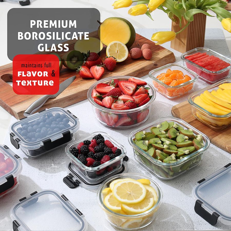 48pc Glass Storage Containers  – обзор и цена Meal Prep Kitchen