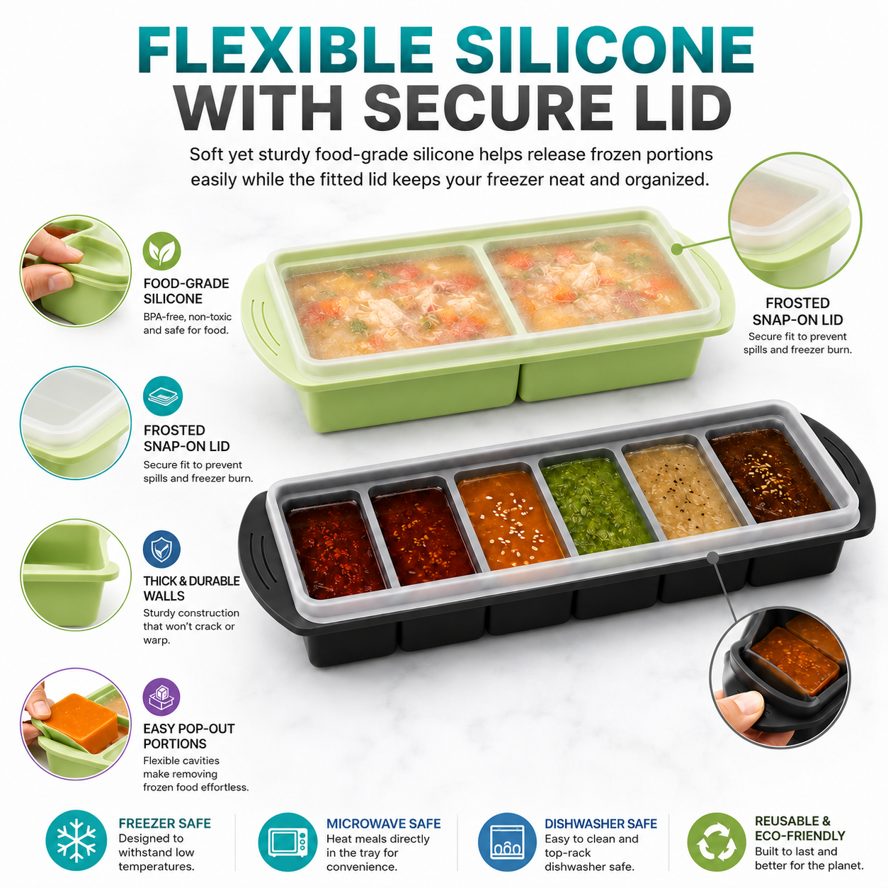 3 Pack Silicone Freezer Trays  – обзор и цена Meal Prep Menu