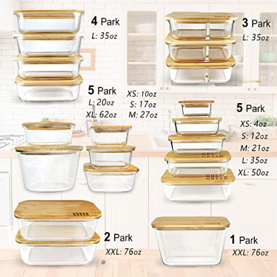 Glass Containers with Bamboo L – обзор и цена Meal Prep Kitchen