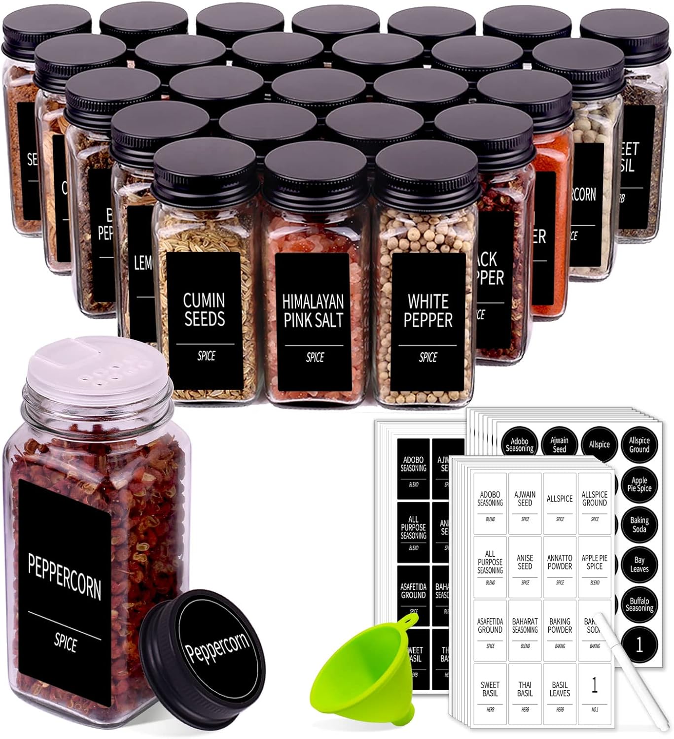 25 Spice Jars with 547 Labels- – обзор и цена Spice Jar Labels