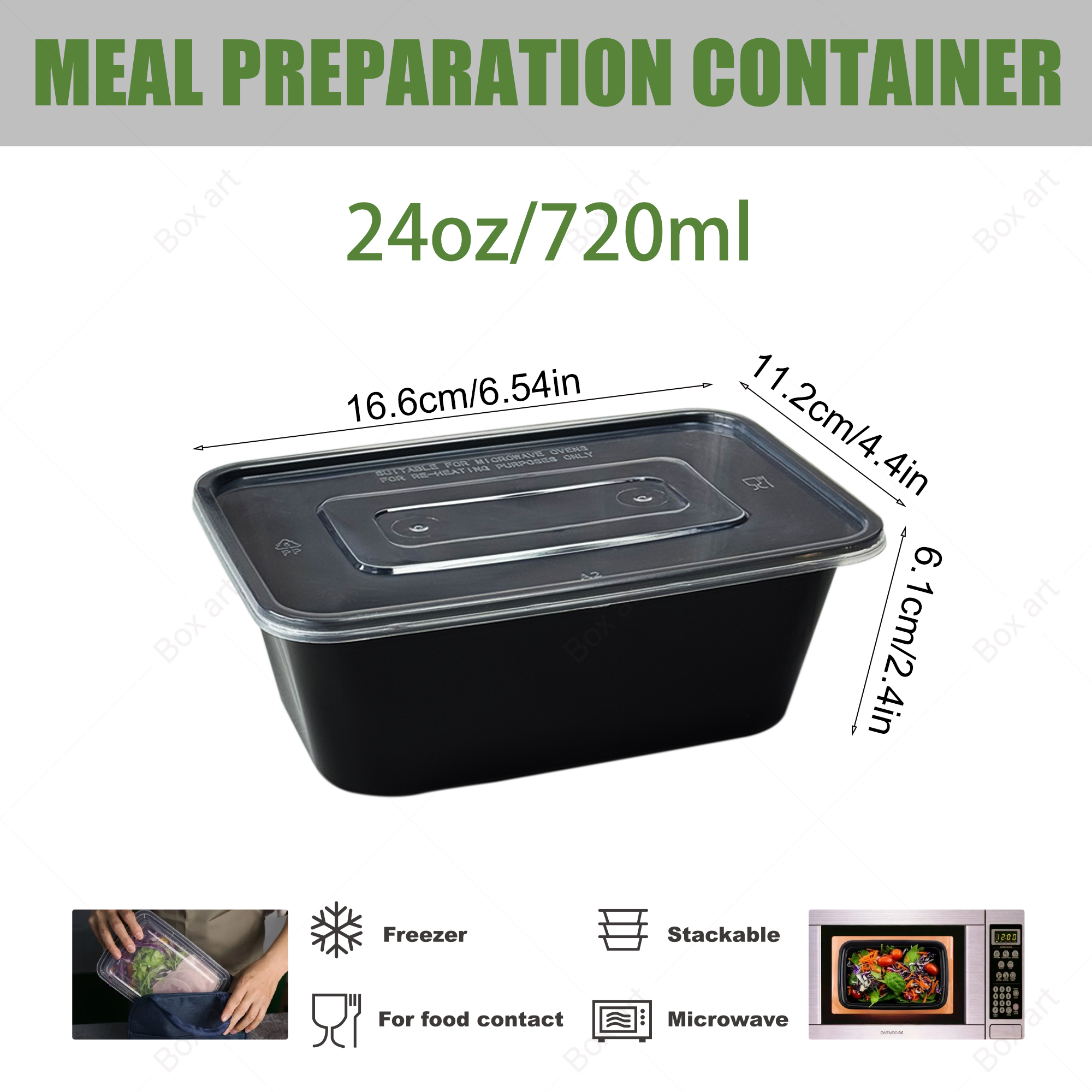 15/50Pcs, 720ml Rectangular Me – обзор и цена Meal Prep Menu