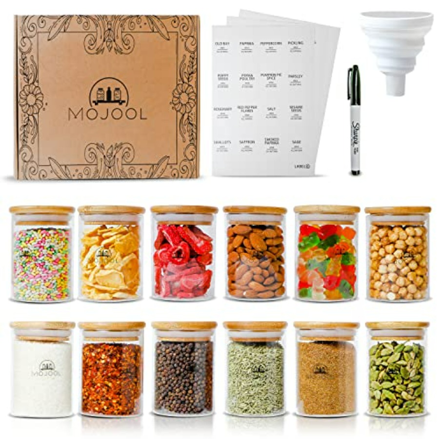 4/12 Pieces Glass Spice Jars w – обзор и цена Spice Jar Labels