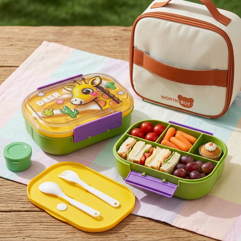 Cute Kids Bento Box 4 Compartm – обзор и цена Meal Prep Lunch